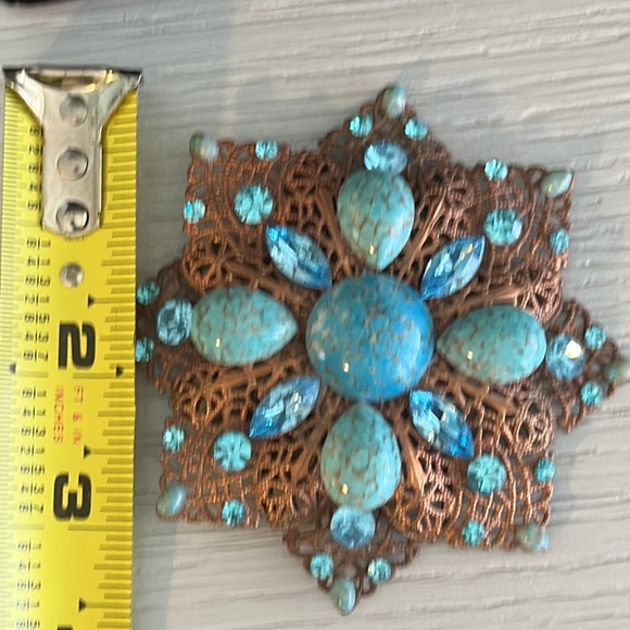 Vintage copper and turquoise pin - Picture 5 of 5